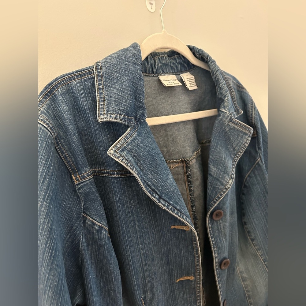 Covington Dark Blue Denim Blazer, Jean Jacket, Size 18W - Picture 4 of 11